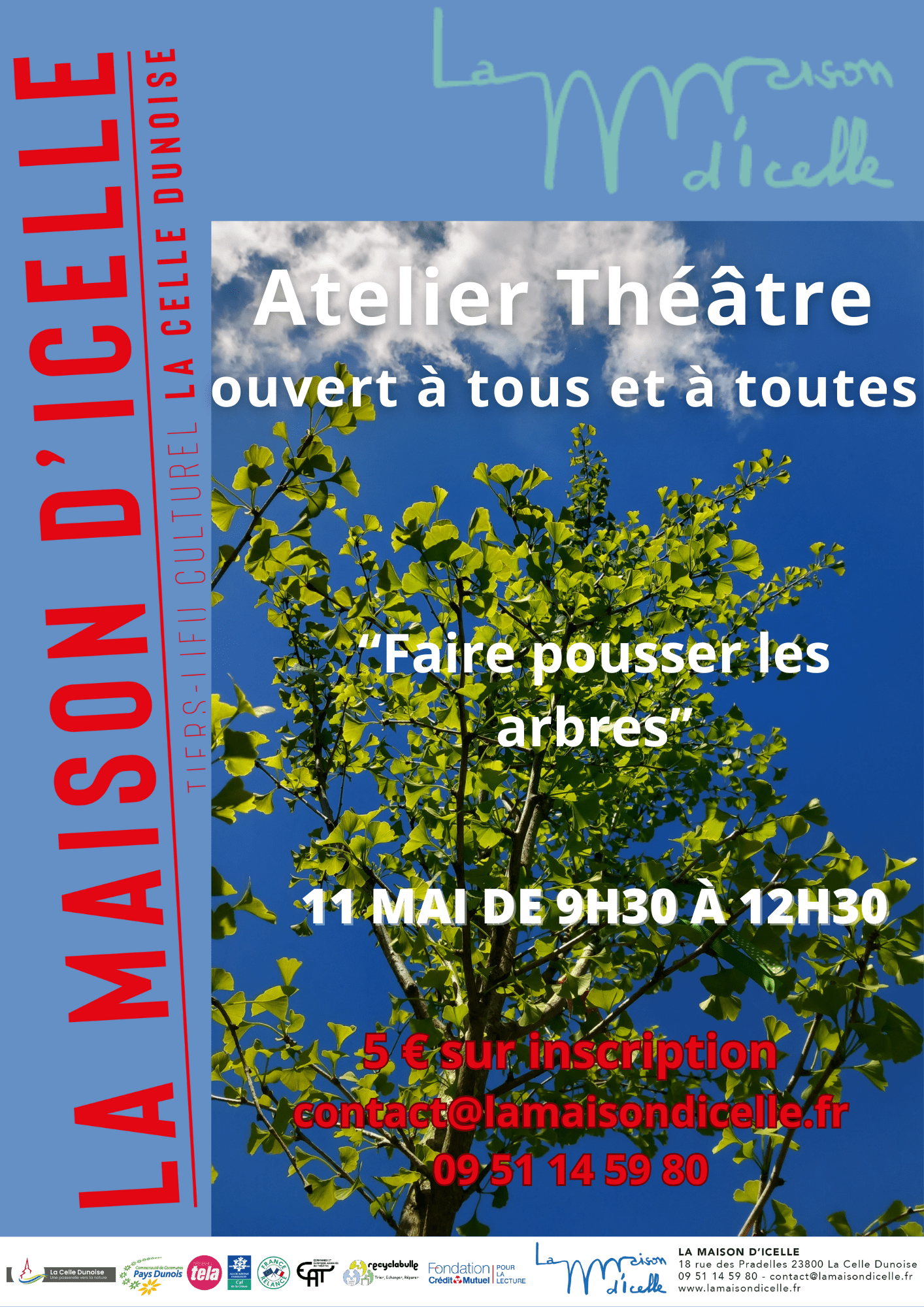 You are currently viewing Sam 11 mai de 9h30 à 12h30 Atelier Théâtre